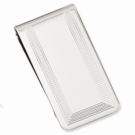 Rhodium Plated Polished w/Engravable Area Money Clip Rhodium Plated Polished w/Engravable Area Money Clip